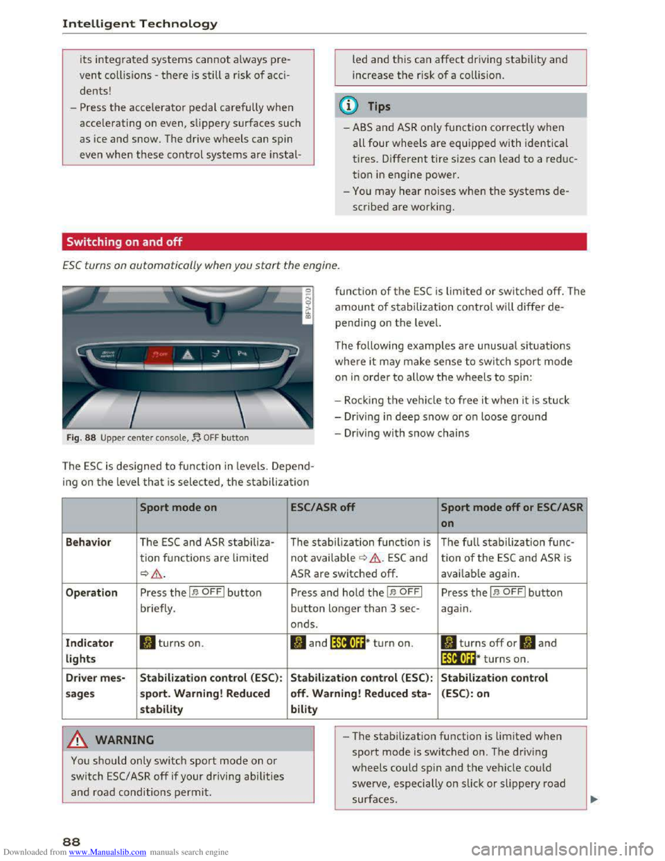 AUDI TT COUPE 2016 Manual Online Downloaded from www.Manualslib.com manuals search engine Intelligent Technology
its integrated systems cannot always pre
vent collisions -there is still a risk of acci
dents!
-Press the acceler AUDI TT COUPE 2016 Manual Online Downloaded from www.Manualslib.com manuals search engine Intelligent Technology
its integrated systems cannot always pre
vent collisions -there is still a risk of acci
dents!
-Press the acceler