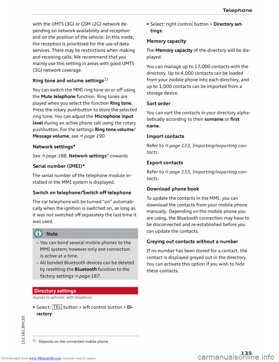 AUDI TT COUPE 2014 Owners Manual Downloaded from www.Manualslib.com manuals search engine 0
N
co
....
\D Lfl
N
Lfl
.... with
the UMTS (3G) or GSM (2G) network de
pending on network availability and reception
and o AUDI TT COUPE 2014 Owners Manual Downloaded from www.Manualslib.com manuals search engine 0
N
co
....
\D Lfl
N
Lfl
.... with
the UMTS (3G) or GSM (2G) network de
pending on network availability and reception
and o