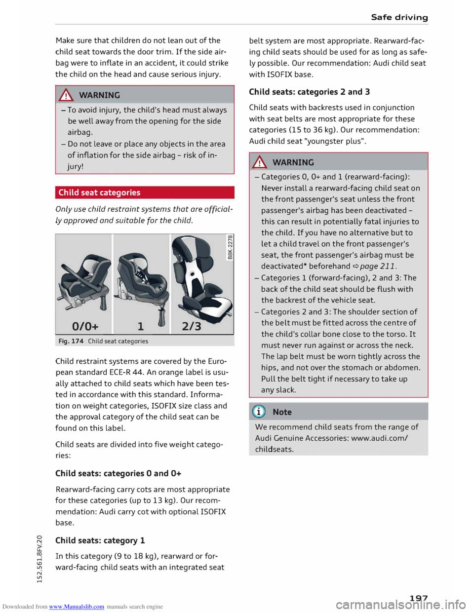 AUDI TT COUPE 2014 Owners Manual Downloaded from www.Manualslib.com manuals search engine 0
N
co
,-j
\D U'l
N
U'l
,-j Make
sure that children do not lean out of the
child seat towards the door trim. If the AUDI TT COUPE 2014 Owners Manual Downloaded from www.Manualslib.com manuals search engine 0
N
co
,-j
\D U'l
N
U'l
,-j Make
sure that children do not lean out of the
child seat towards the door trim. If the