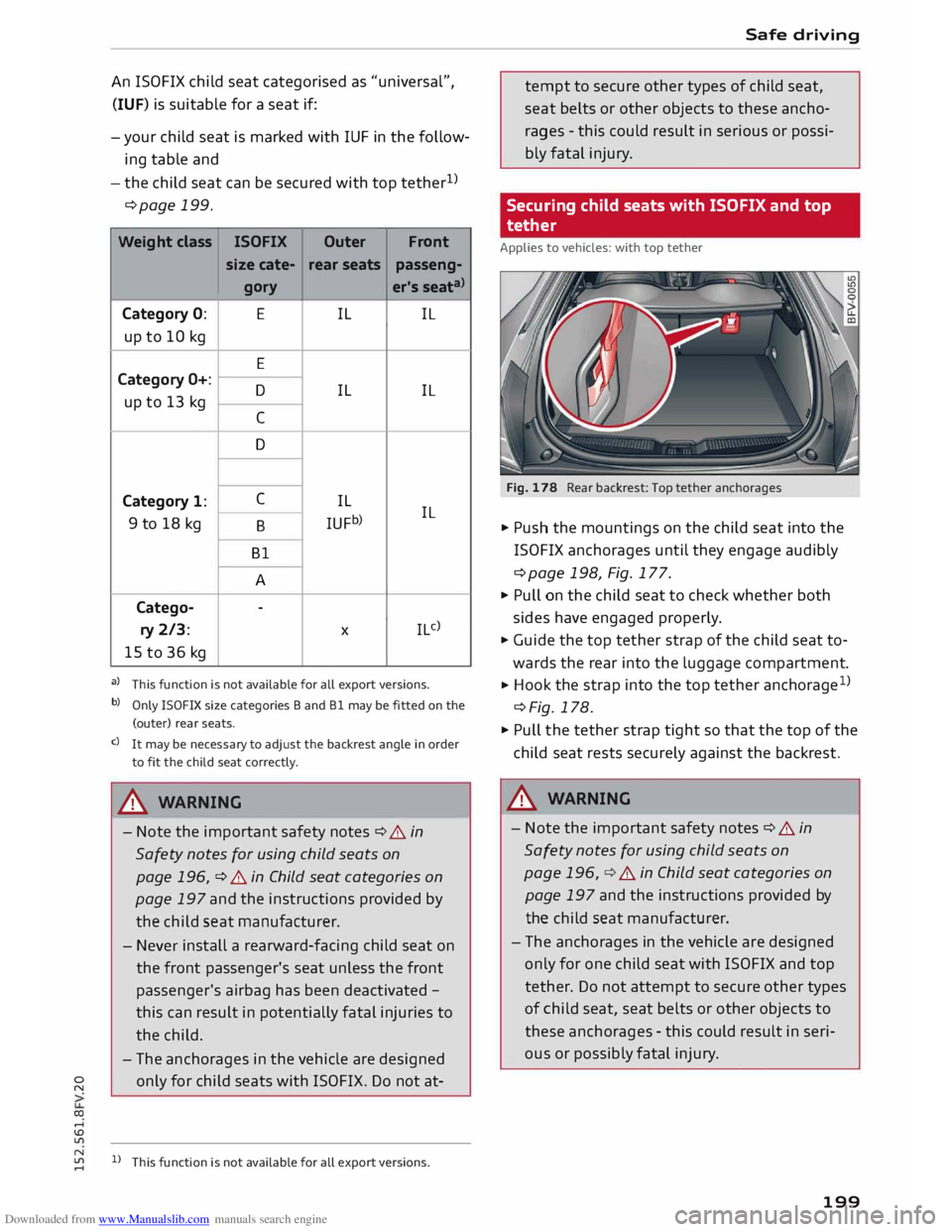 AUDI TT COUPE 2014 Owners Guide Downloaded from www.Manualslib.com manuals search engine 0
N
co
....
\D Lfl An
ISOFIX child seat categorised as "universal",
(IUF) is suitable for a seat if:
-your child seat is AUDI TT COUPE 2014 Owners Guide Downloaded from www.Manualslib.com manuals search engine 0
N
co
....
\D Lfl An
ISOFIX child seat categorised as "universal",
(IUF) is suitable for a seat if:
-your child seat is