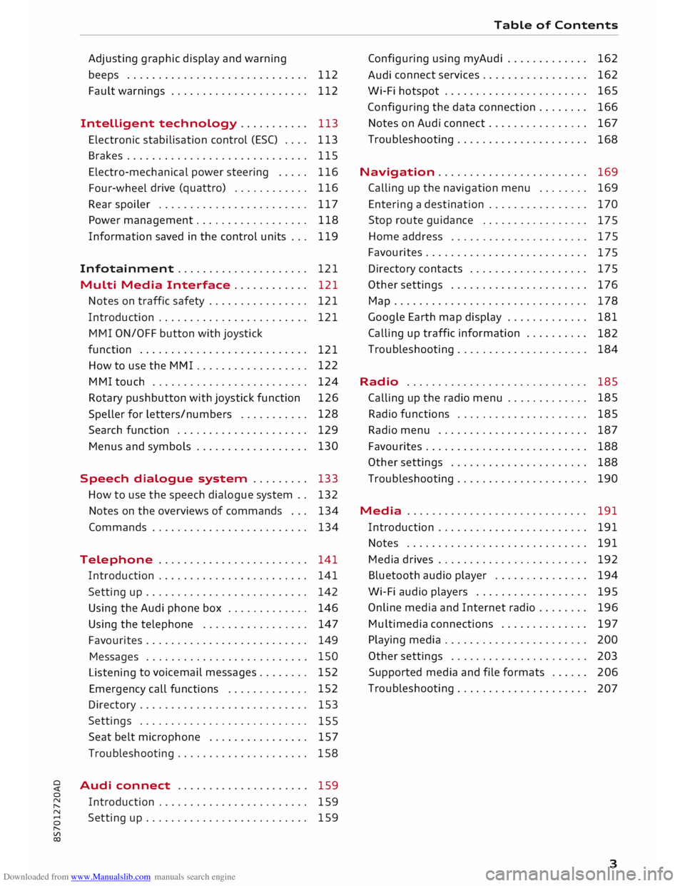 AUDI TT ROADSTER 2016  Owners Manual Downloaded from www.Manualslib.com manuals search engine 0 
<t 
0 
N 
,..... 
N 
...... 
0 
,..... 
Vl 
CX)  Adjusting 
graphic display and warning 
beeps  . . . . . . . . . . . . . . . . . . . . . . 