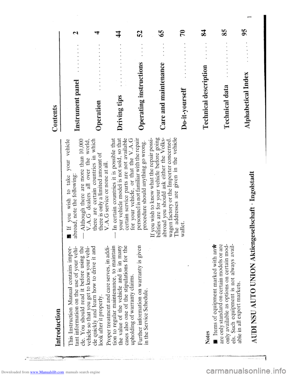 AUDI QUATTRO 1985 85 Owners Manual Downloaded from www.Manualslib.com manuals search engine AUDI QUATTRO 1985 85 Owners Manual Downloaded from www.Manualslib.com manuals search engine