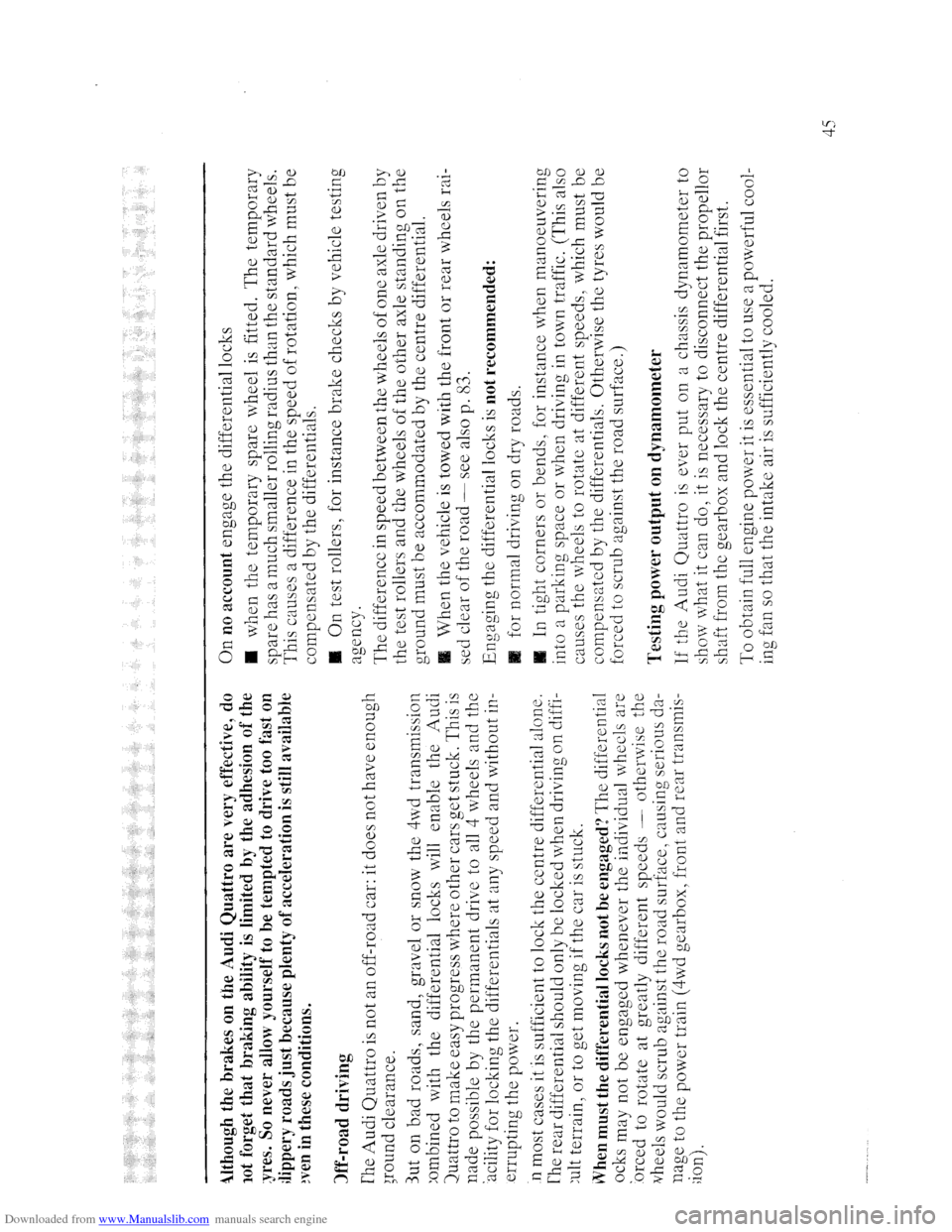 AUDI QUATTRO 1985 85 Service Manual Downloaded from www.Manualslib.com manuals search engine AUDI QUATTRO 1985 85 Service Manual Downloaded from www.Manualslib.com manuals search engine