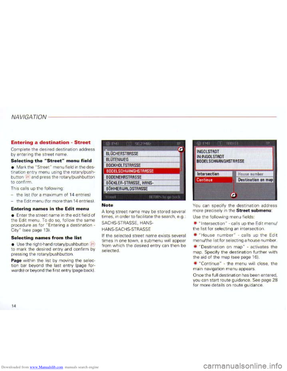 AUDI A6 2001 C5 / 2.G Navigation System Plus Manual Downloaded from www.Manualslib.com manuals search engine   