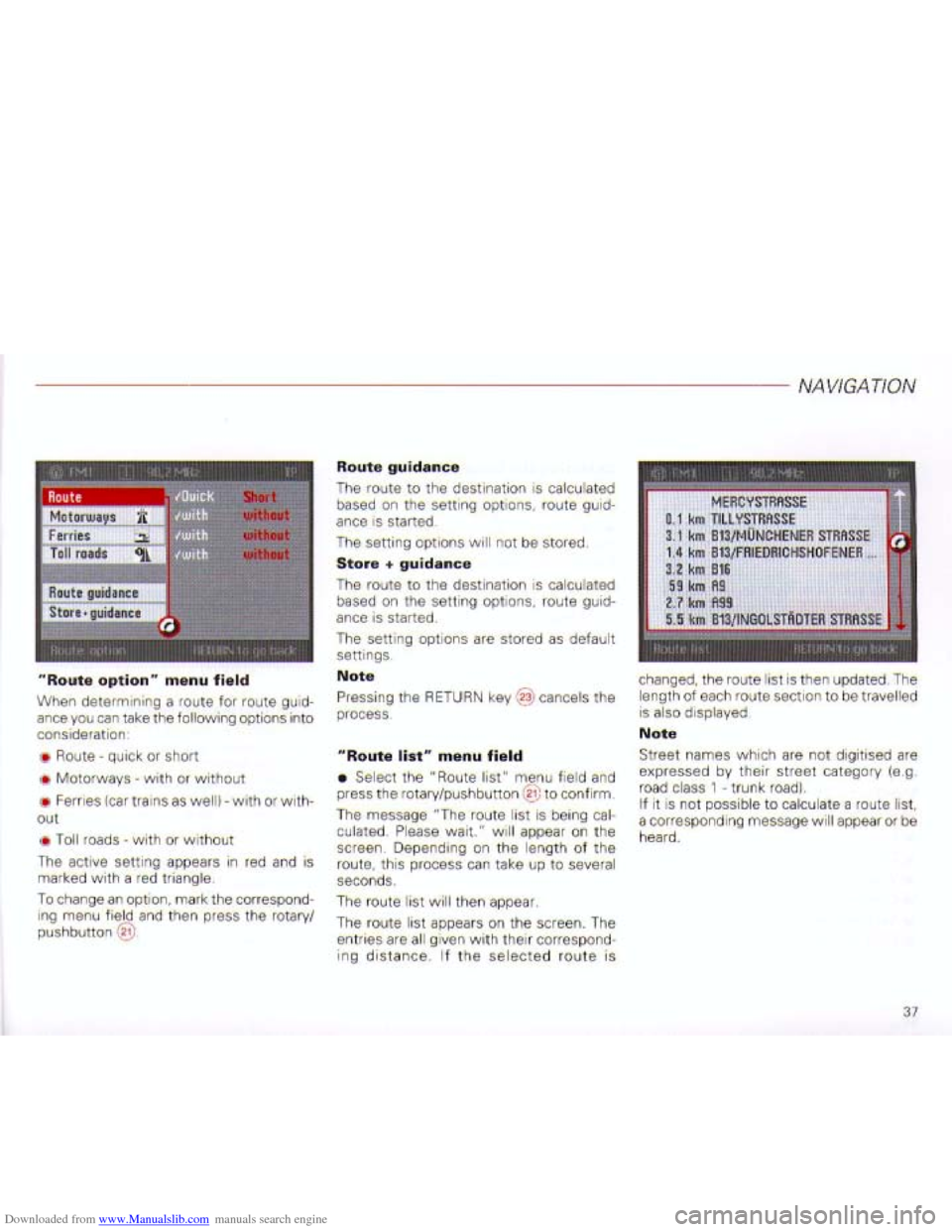 AUDI TT 2001 8N / 1.G Navigation System Plus Manual Downloaded from www.Manualslib.com manuals search engine   