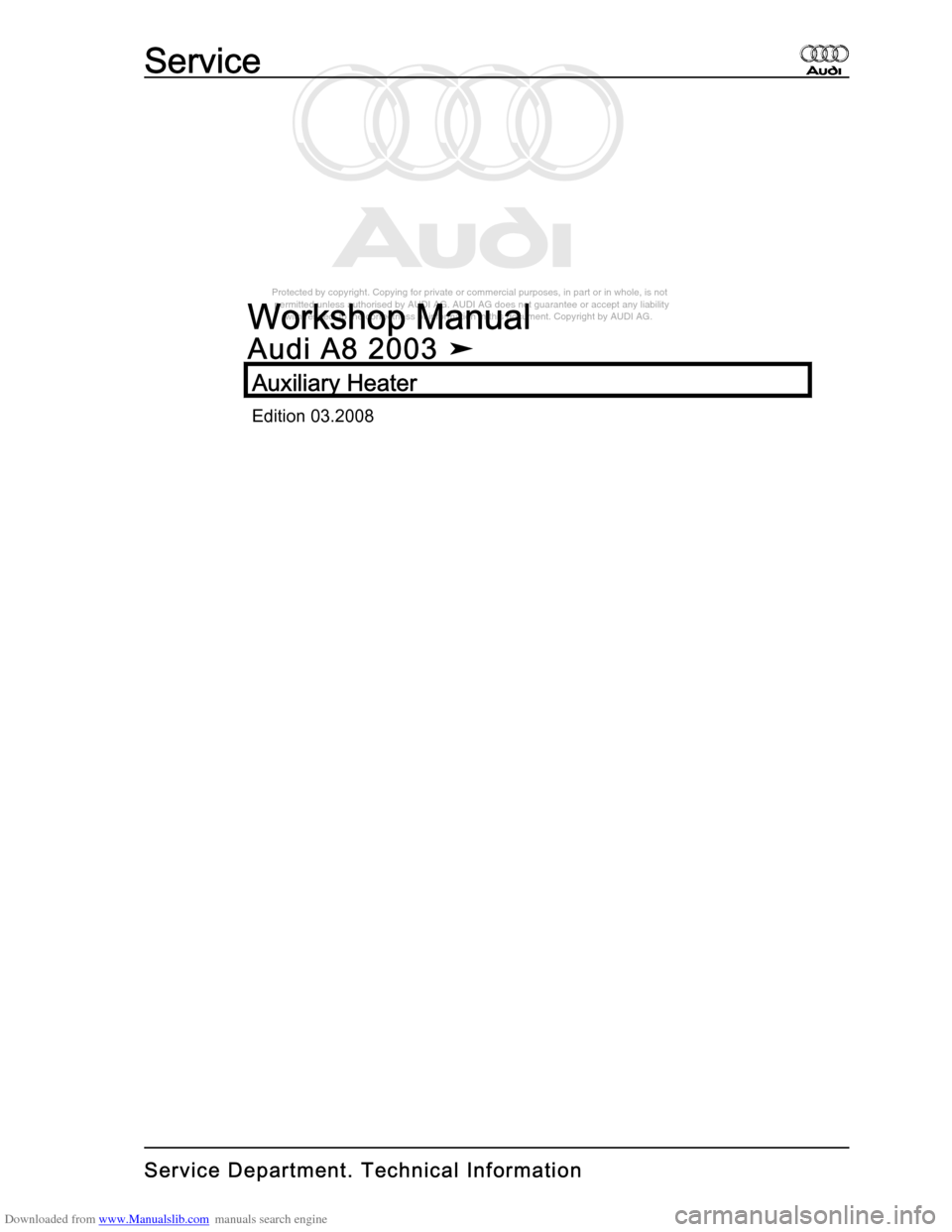 AUDI A8 2003 D3 / 2.G Auxiliary Heater Workshop Manual 