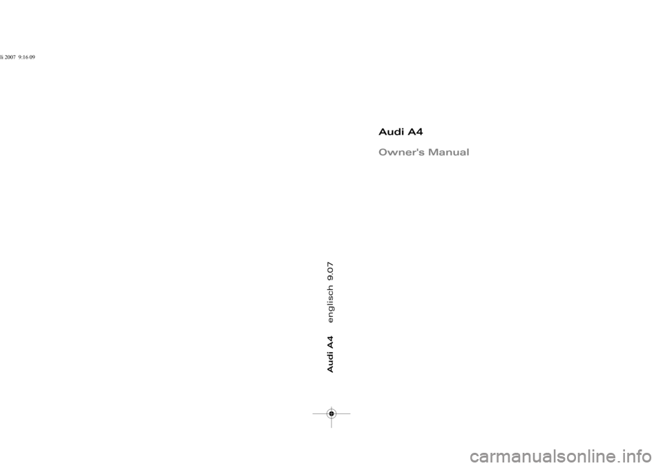 AUDI A4 2008 B8 / 4.G Owners Manual 
