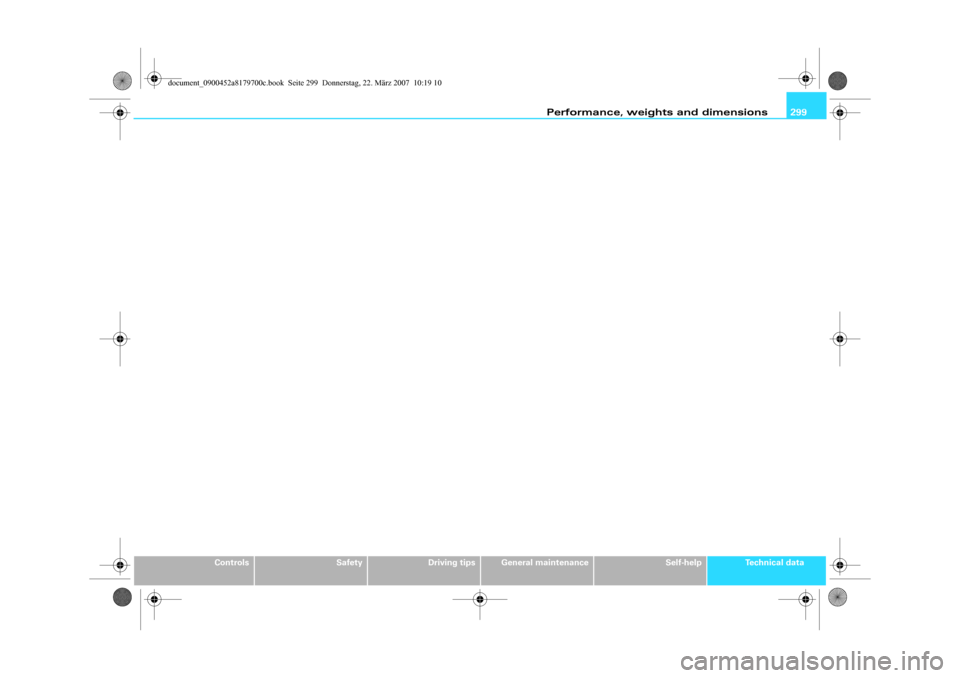 AUDI A5 2008 8T / 1.G Owners Manual Performance, weights and dimensions299
Controls
Safety
Driving tips
General maintenance
Self-help
Technical data
document_0900452a8179700c.book  Seite 299  Donnerstag, 22. März 2007  10:19 10 