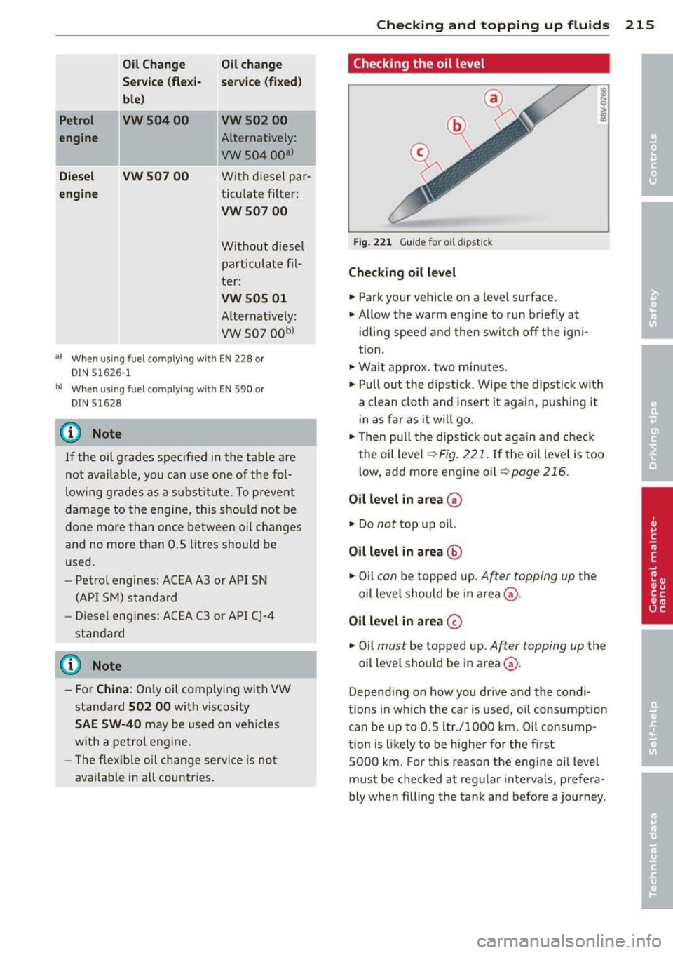 AUDI A3 2014 8V / 3.G Owners Manual 