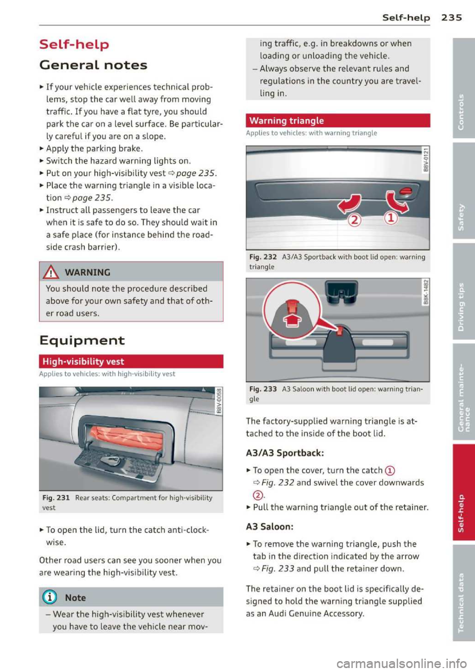 AUDI A3 2014 8V / 3.G Owners Manual 