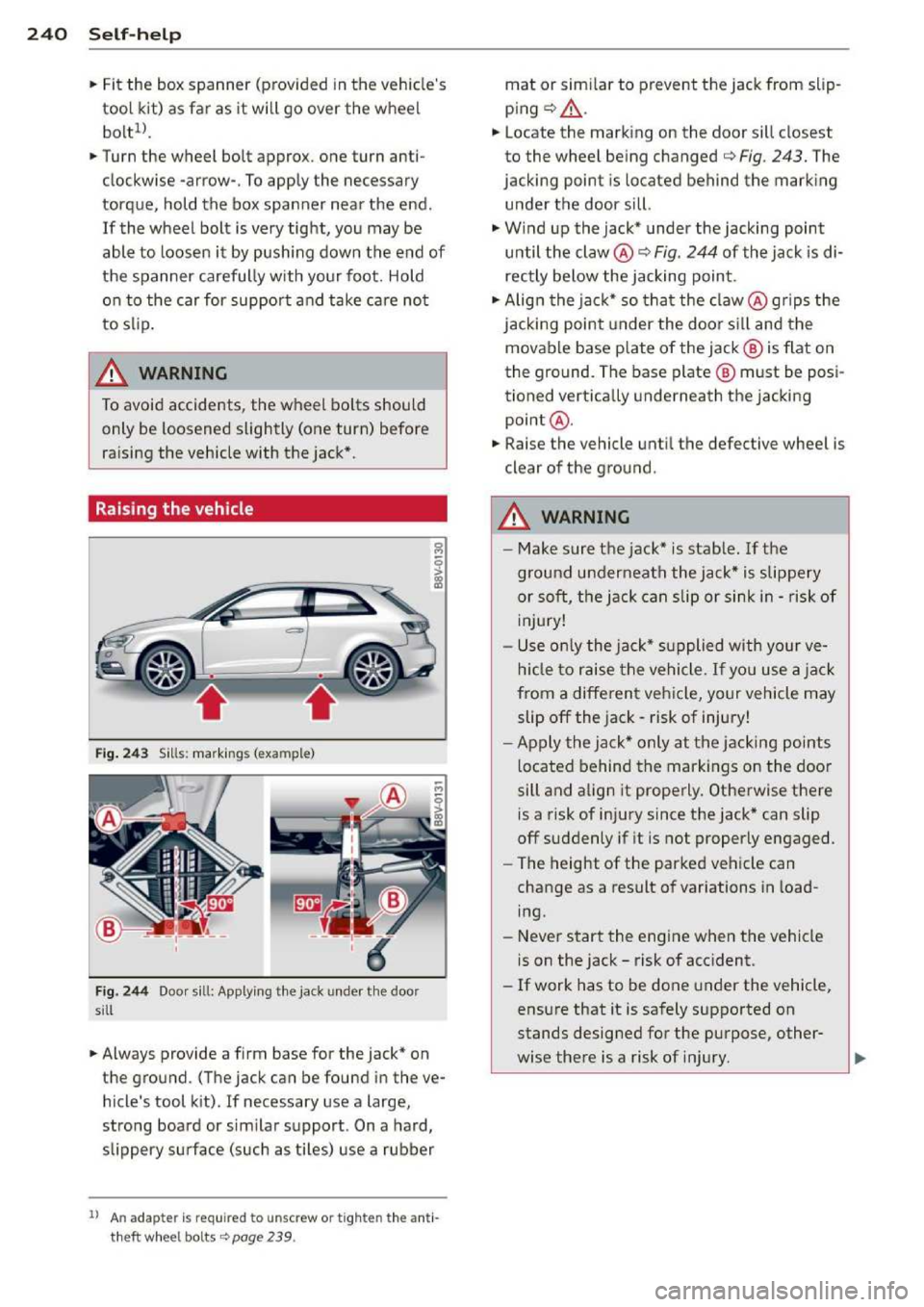 AUDI A3 2014 8V / 3.G Owners Manual 