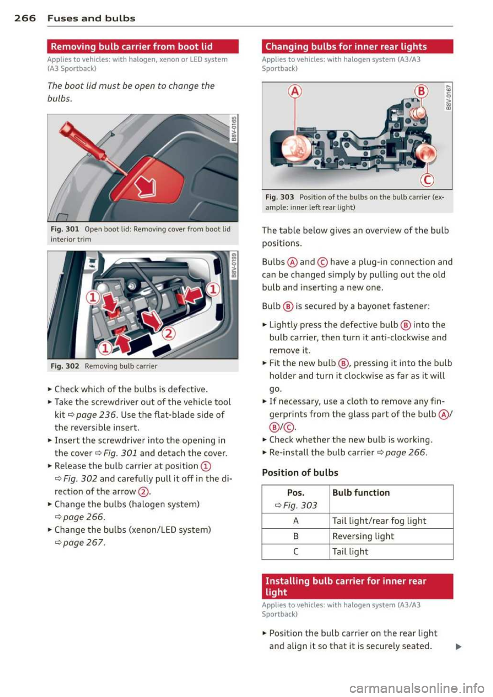 AUDI A3 2014 8V / 3.G Owners Manual 