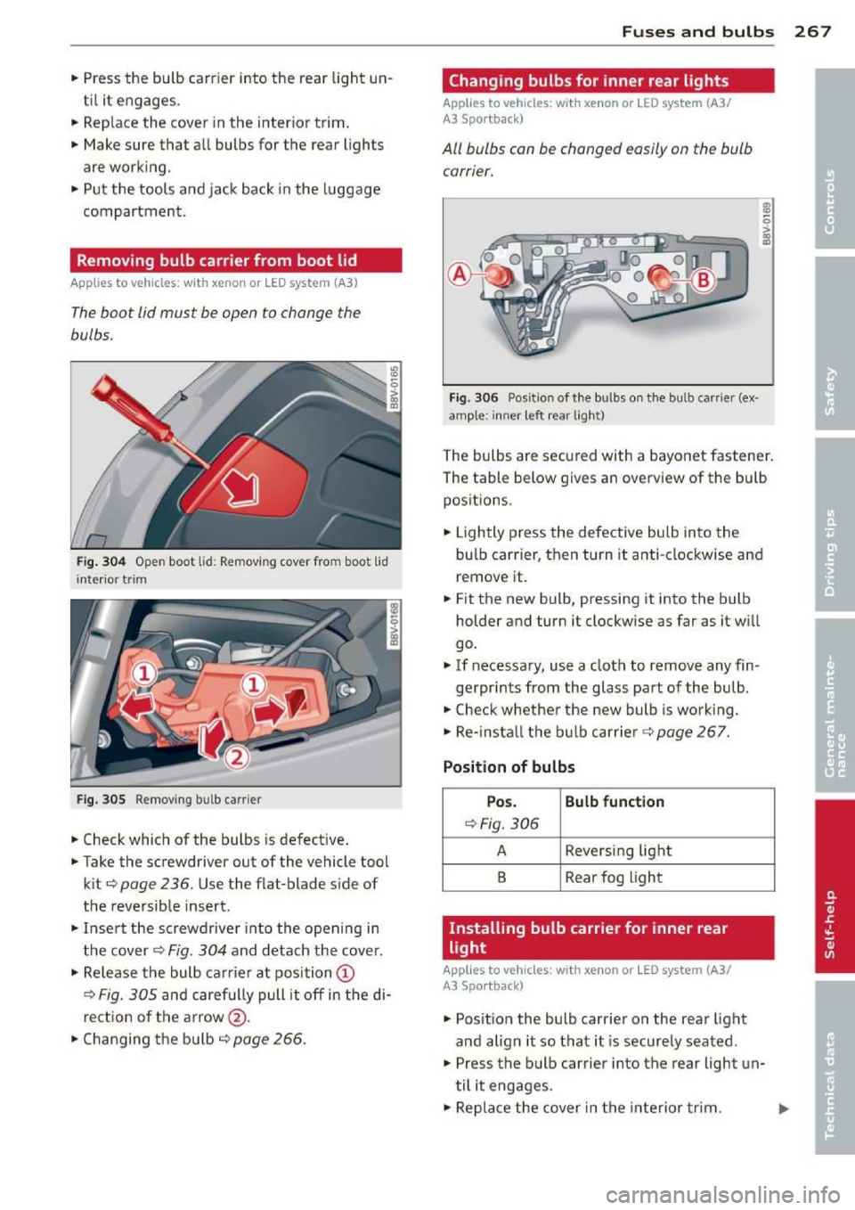 AUDI A3 2014 8V / 3.G Owners Manual 