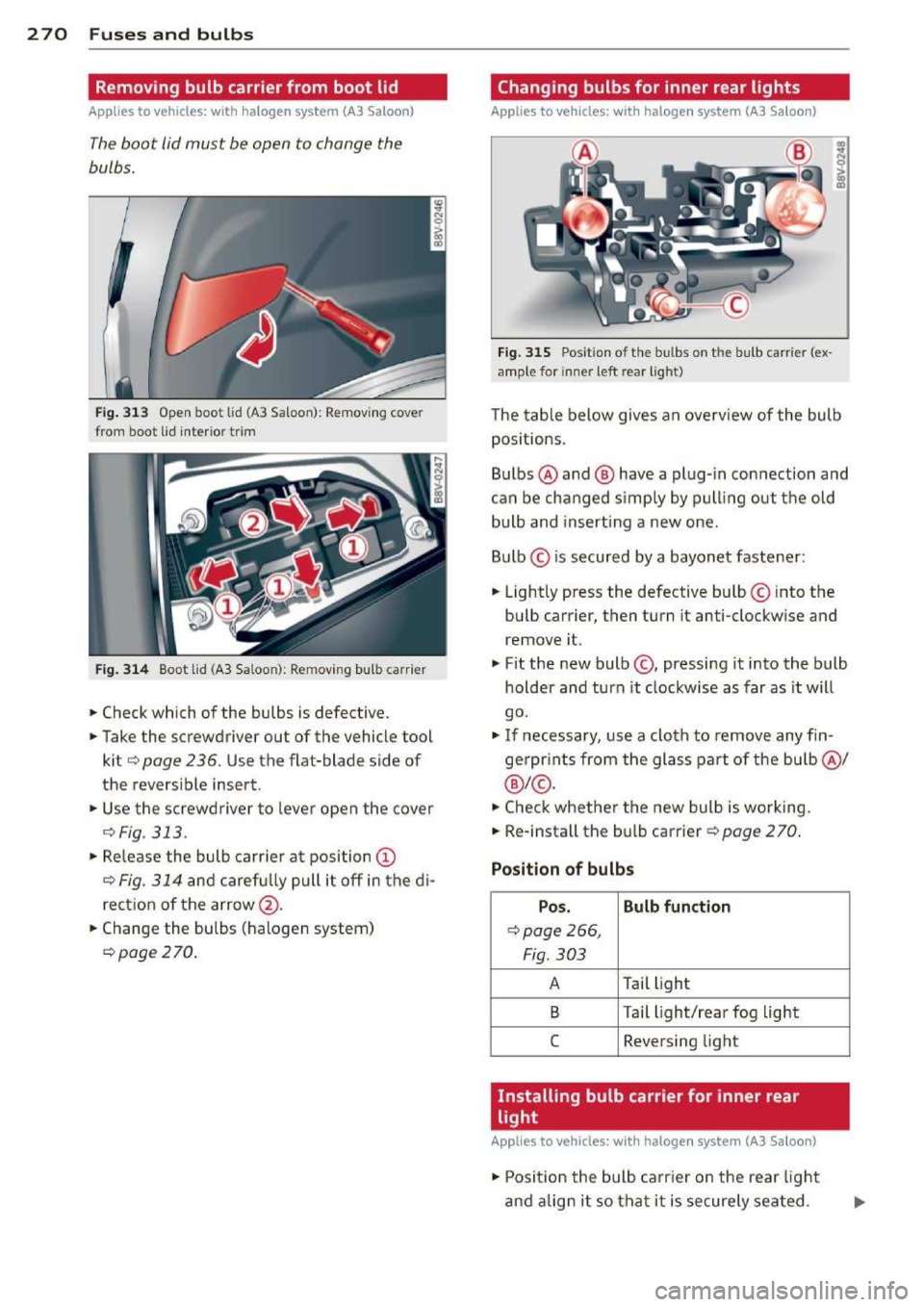 AUDI A3 2014 8V / 3.G Owners Manual 