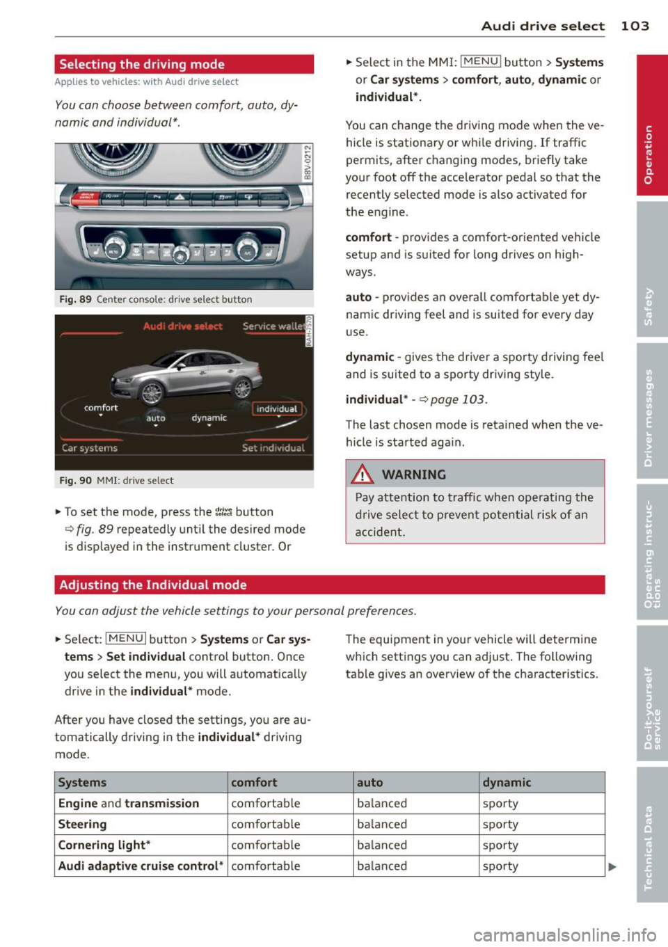 AUDI A3 SEDAN 2015 8V / 3.G Owners Manual 