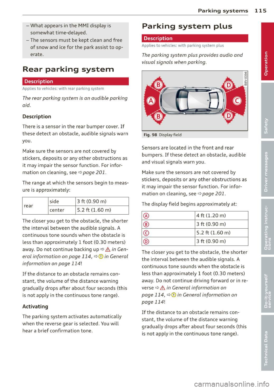 AUDI A3 SEDAN 2015 8V / 3.G Owners Manual 