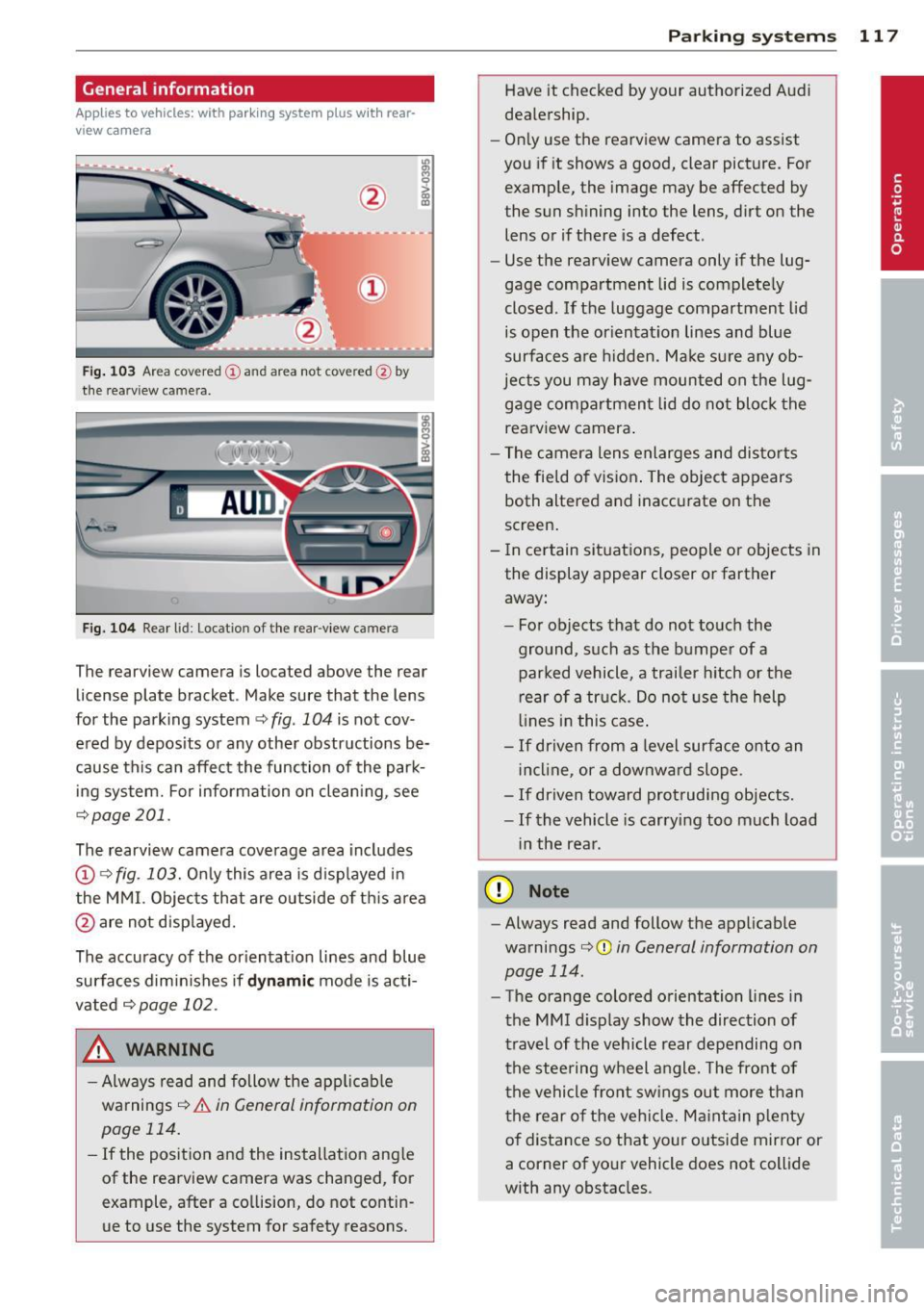 AUDI A3 SEDAN 2015 8V / 3.G Owners Manual 