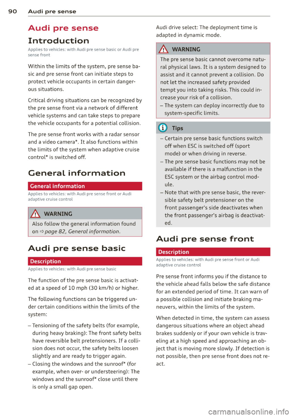 AUDI A3 SEDAN 2015 8V / 3.G Owners Manual 