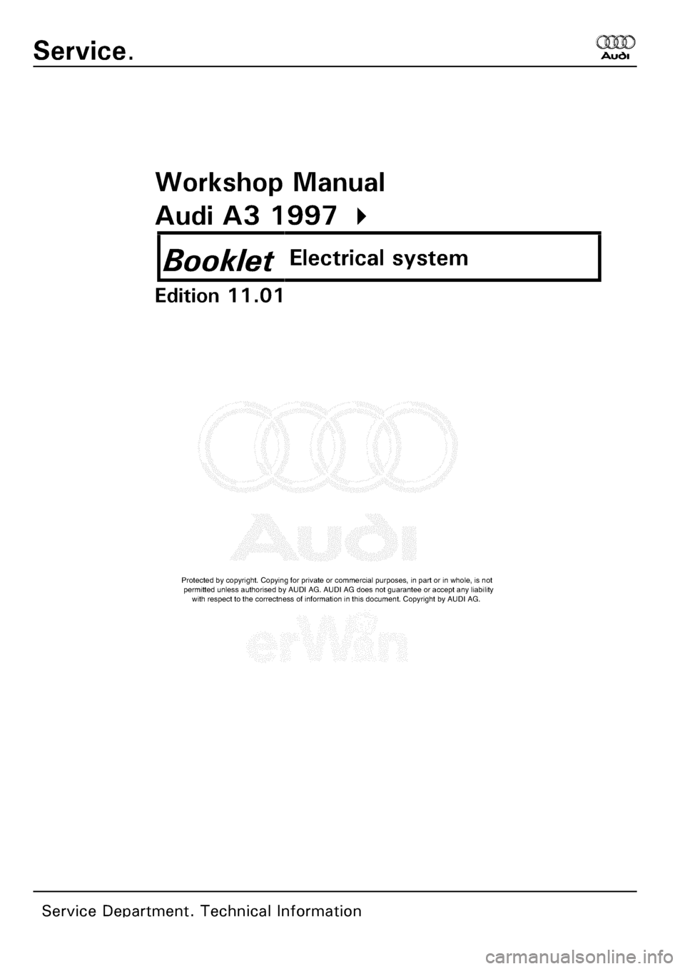 AUDI A3 1999 8L / 1.G Electrical System Workshop Manual 