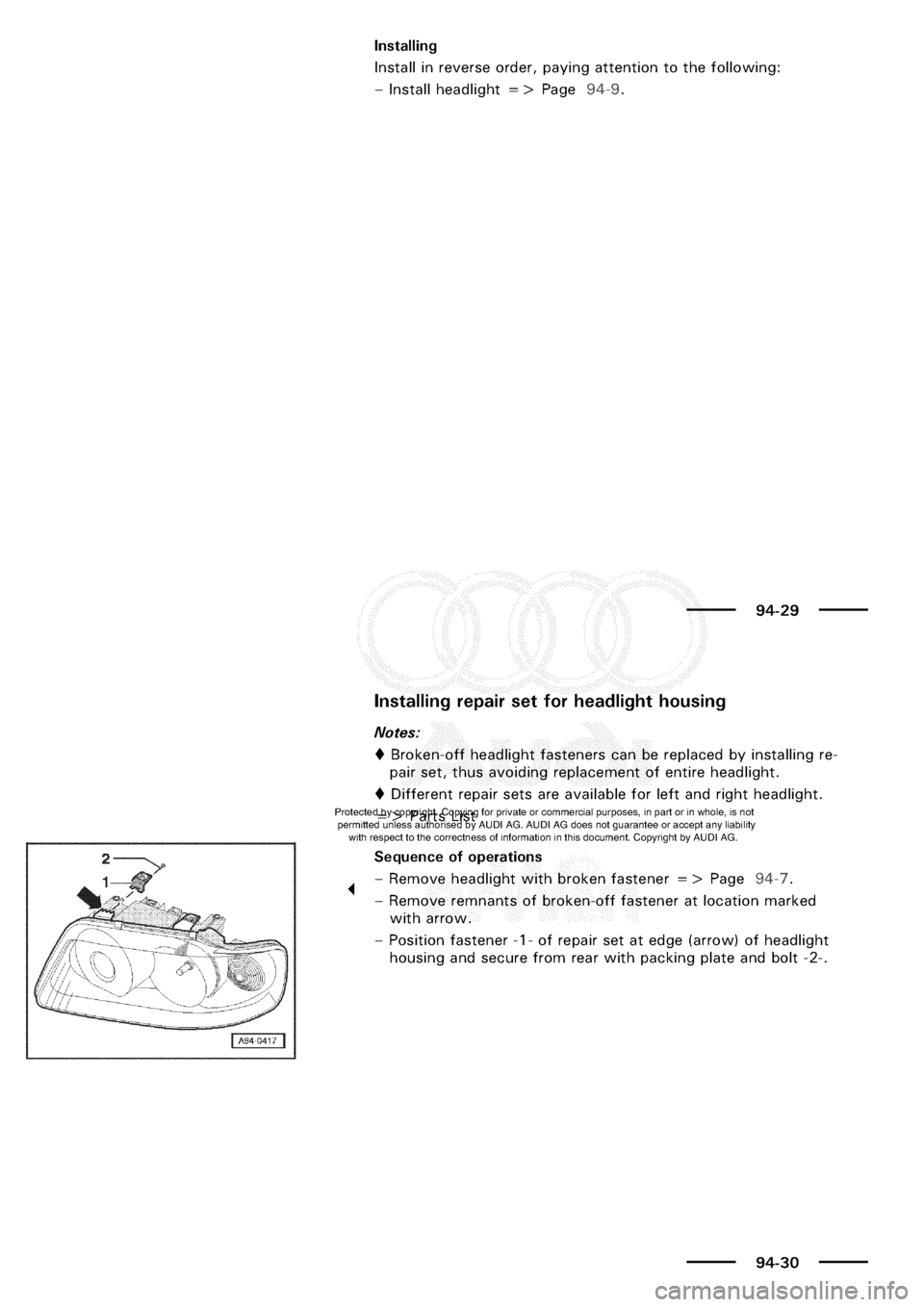 AUDI A3 1999 8L / 1.G Electrical System Workshop Manual 