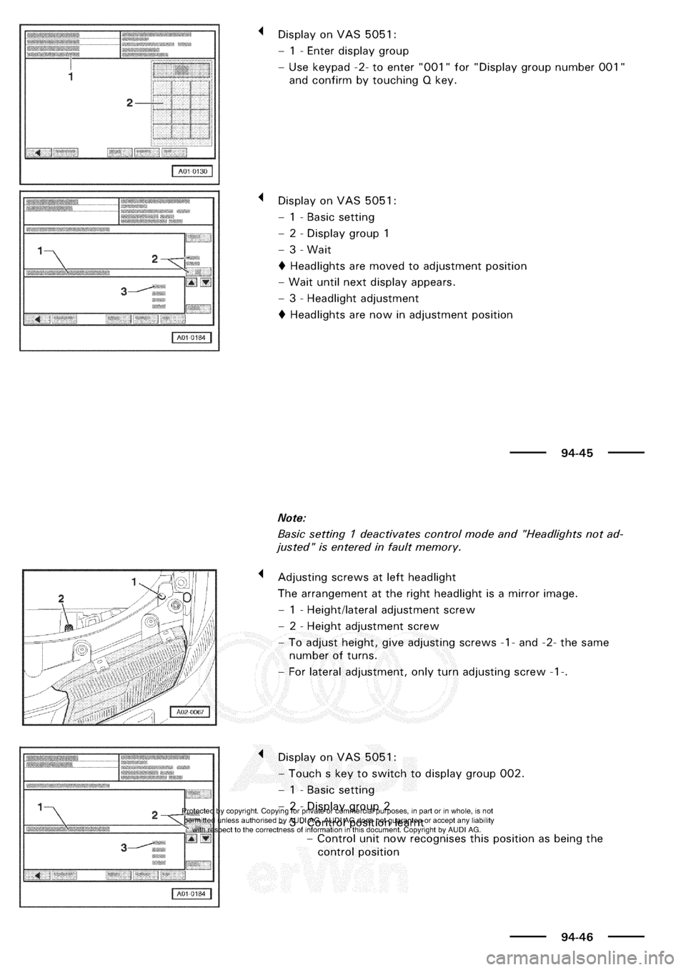 AUDI A3 2000 8L / 1.G Electrical System Workshop Manual 