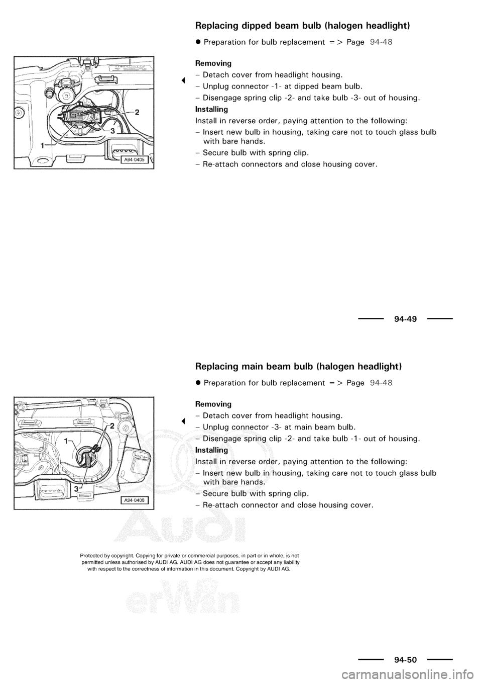 AUDI A3 2002 8L / 1.G Electrical System Workshop Manual 