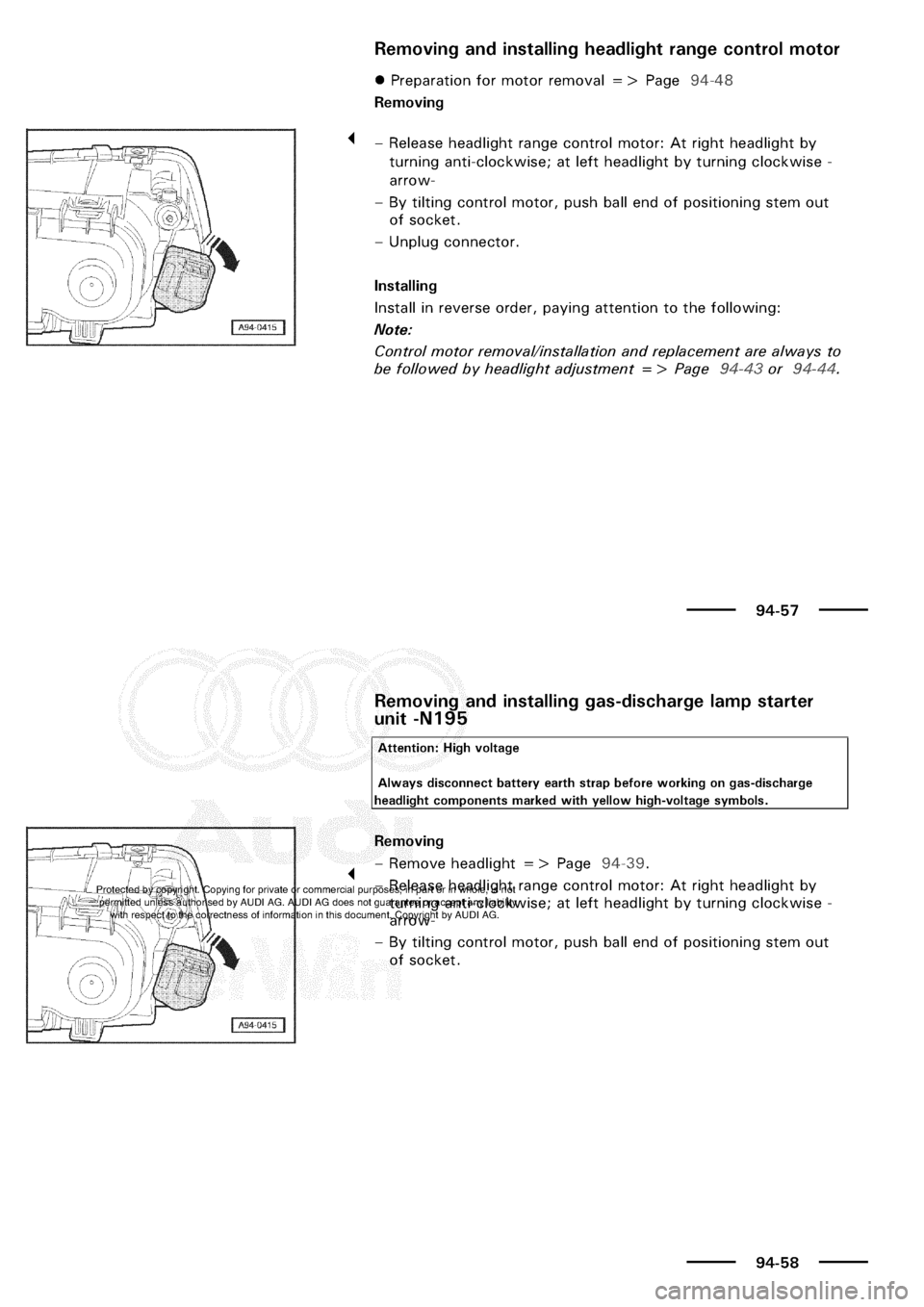 AUDI A3 2003 8L / 1.G Electrical System Workshop Manual 