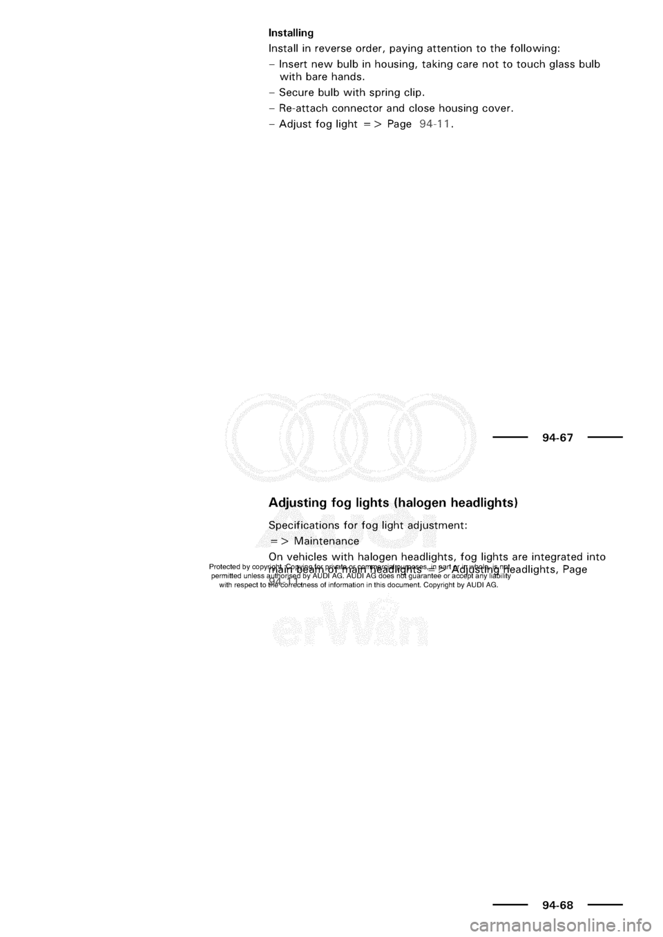 AUDI A3 1999 8L / 1.G Electrical System Workshop Manual 