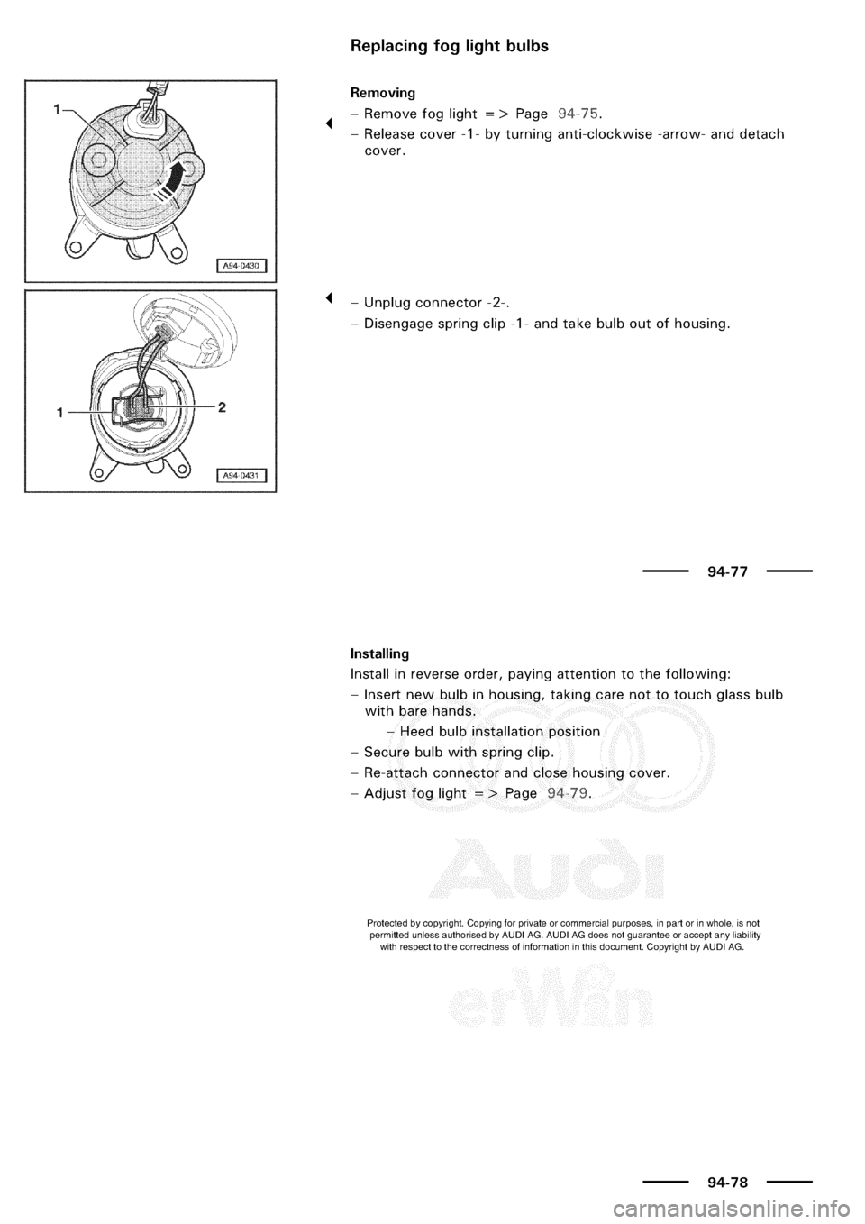 AUDI A3 1997 8L / 1.G Electrical System Workshop Manual 