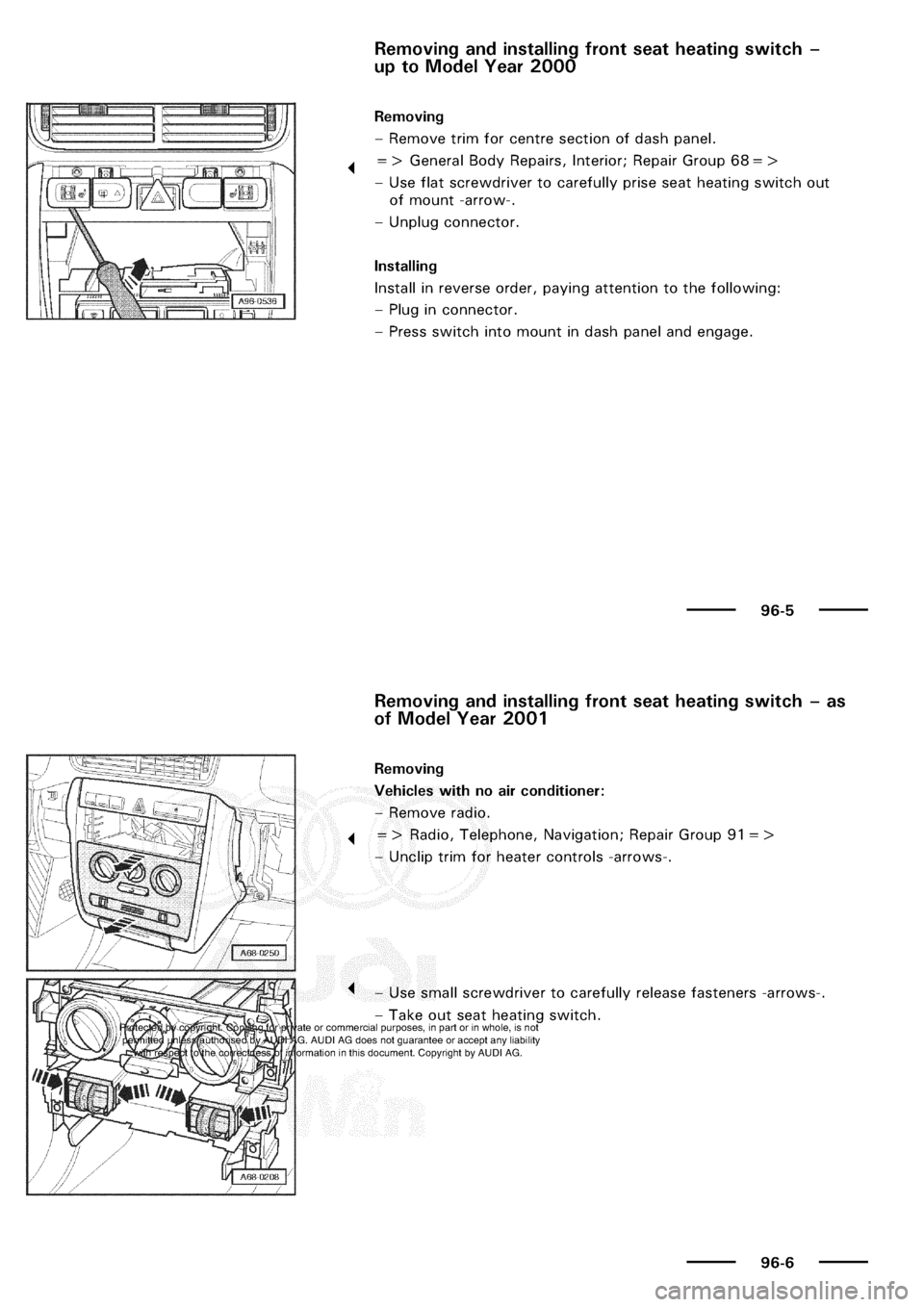 AUDI A3 2001 8L / 1.G Electrical System Workshop Manual 