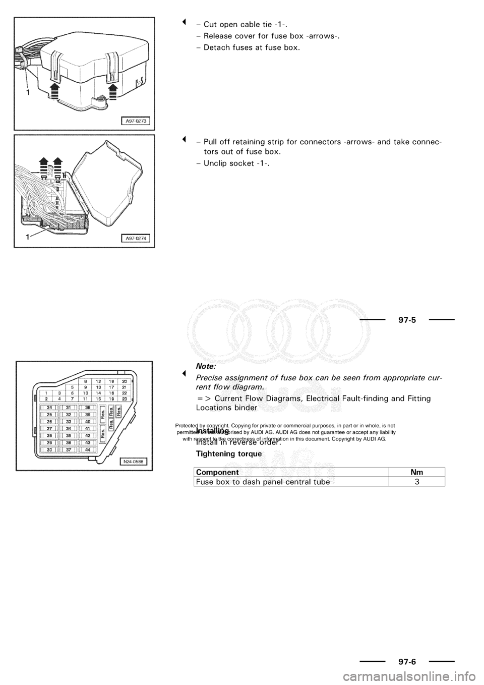 AUDI A3 1998 8L / 1.G Electrical System Workshop Manual 