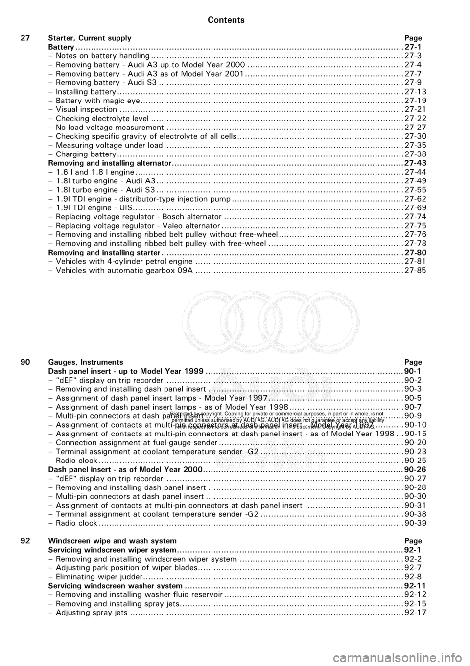 AUDI A3 2002 8L / 1.G Electrical System Workshop Manual 