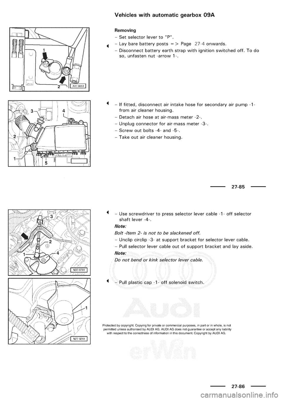 AUDI A3 2001 8L / 1.G Electrical System Service Manual 