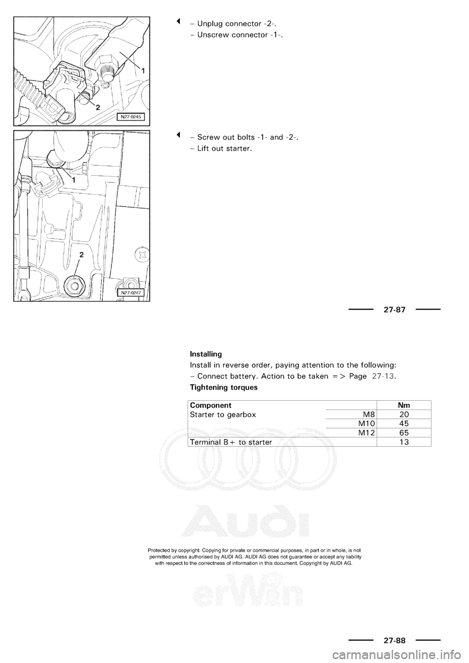 AUDI A3 1999 8L / 1.G Electrical System Service Manual 