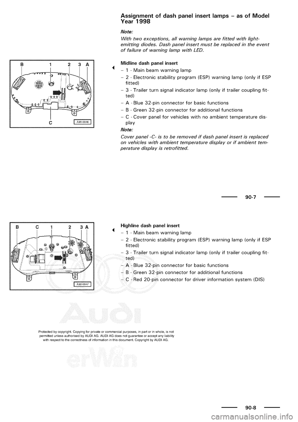 AUDI A3 2001 8L / 1.G Electrical System Repair Manual 