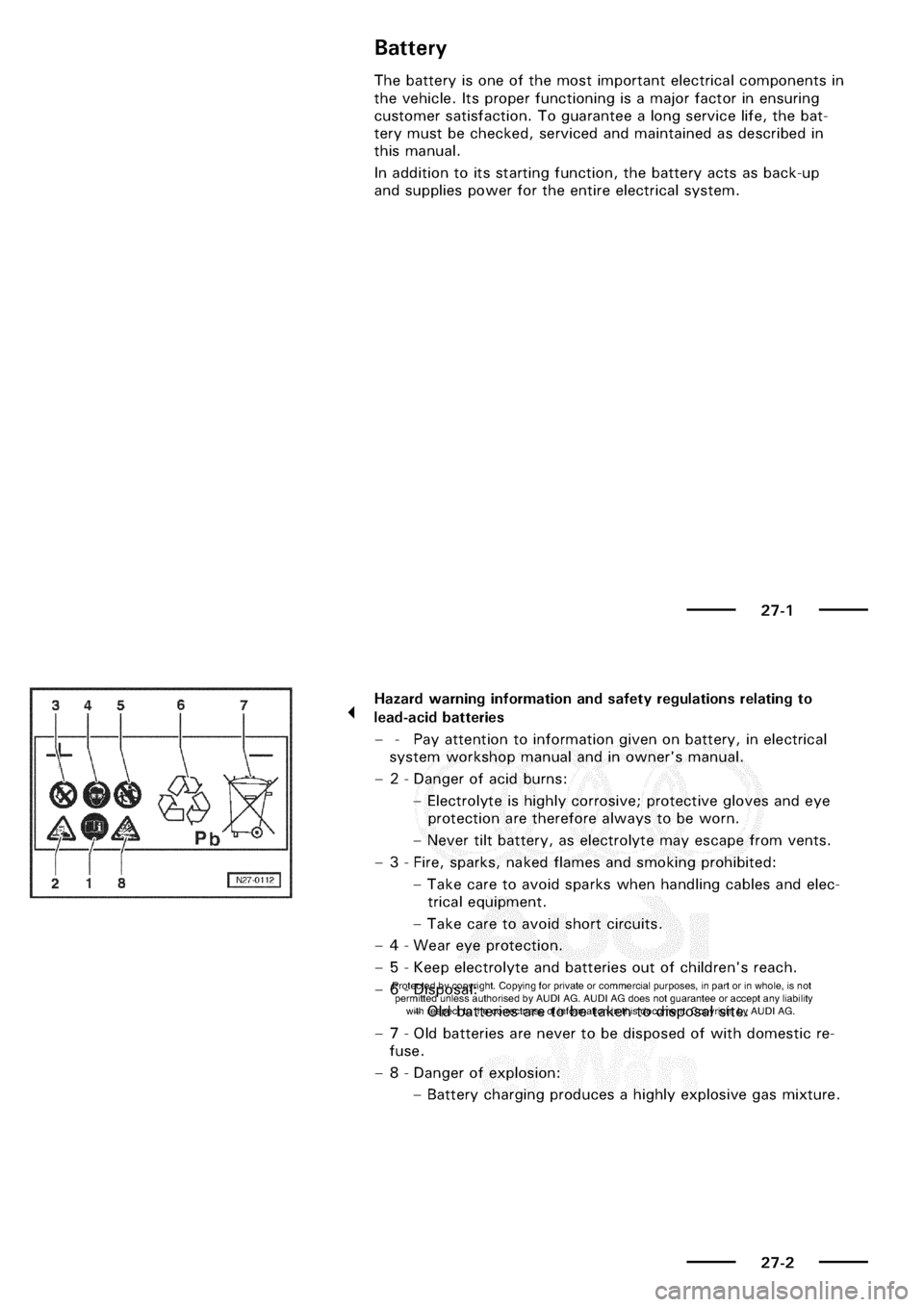 AUDI A3 2001 8L / 1.G Electrical System Workshop Manual 