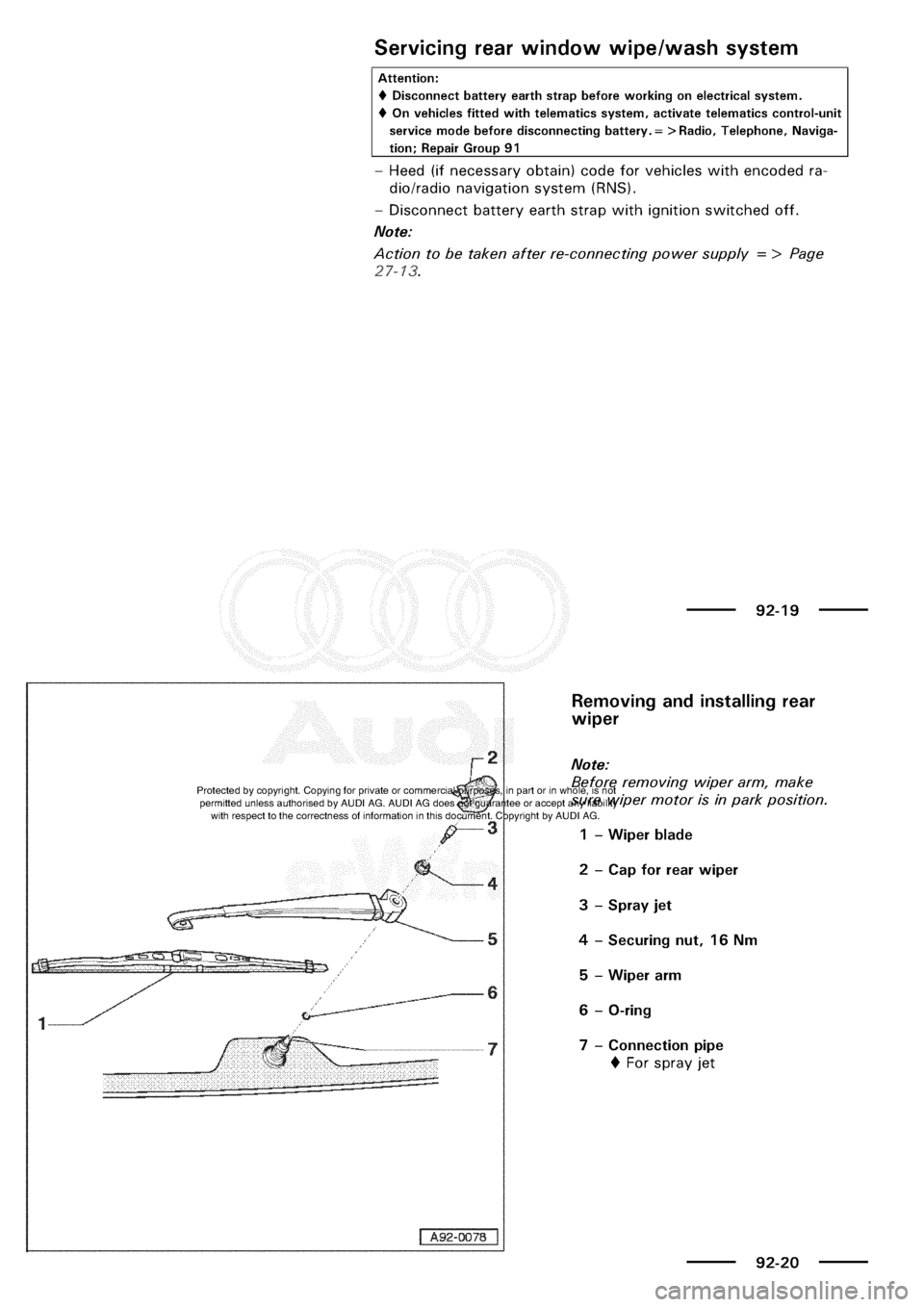 AUDI A3 2002 8L / 1.G Electrical System Manual PDF 