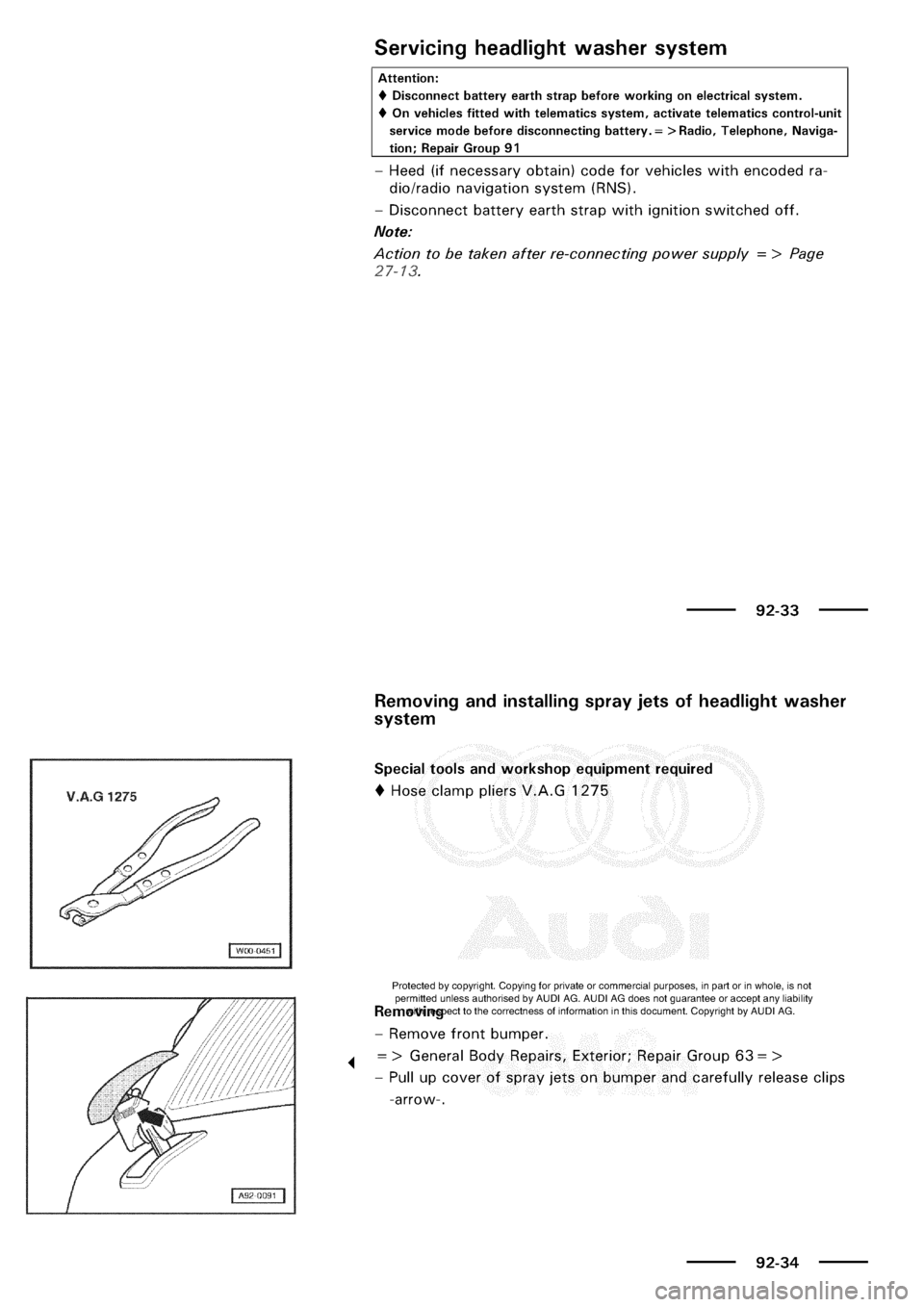AUDI A3 2003 8L / 1.G Electrical System Manual Online 