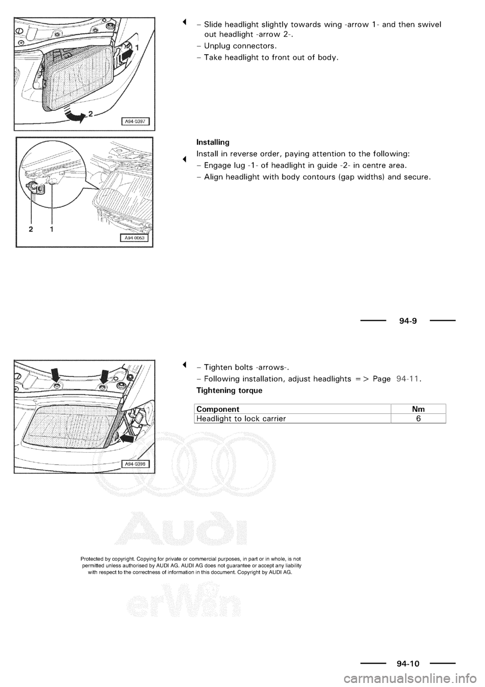 AUDI A3 2003 8L / 1.G Electrical System Owners Manual 