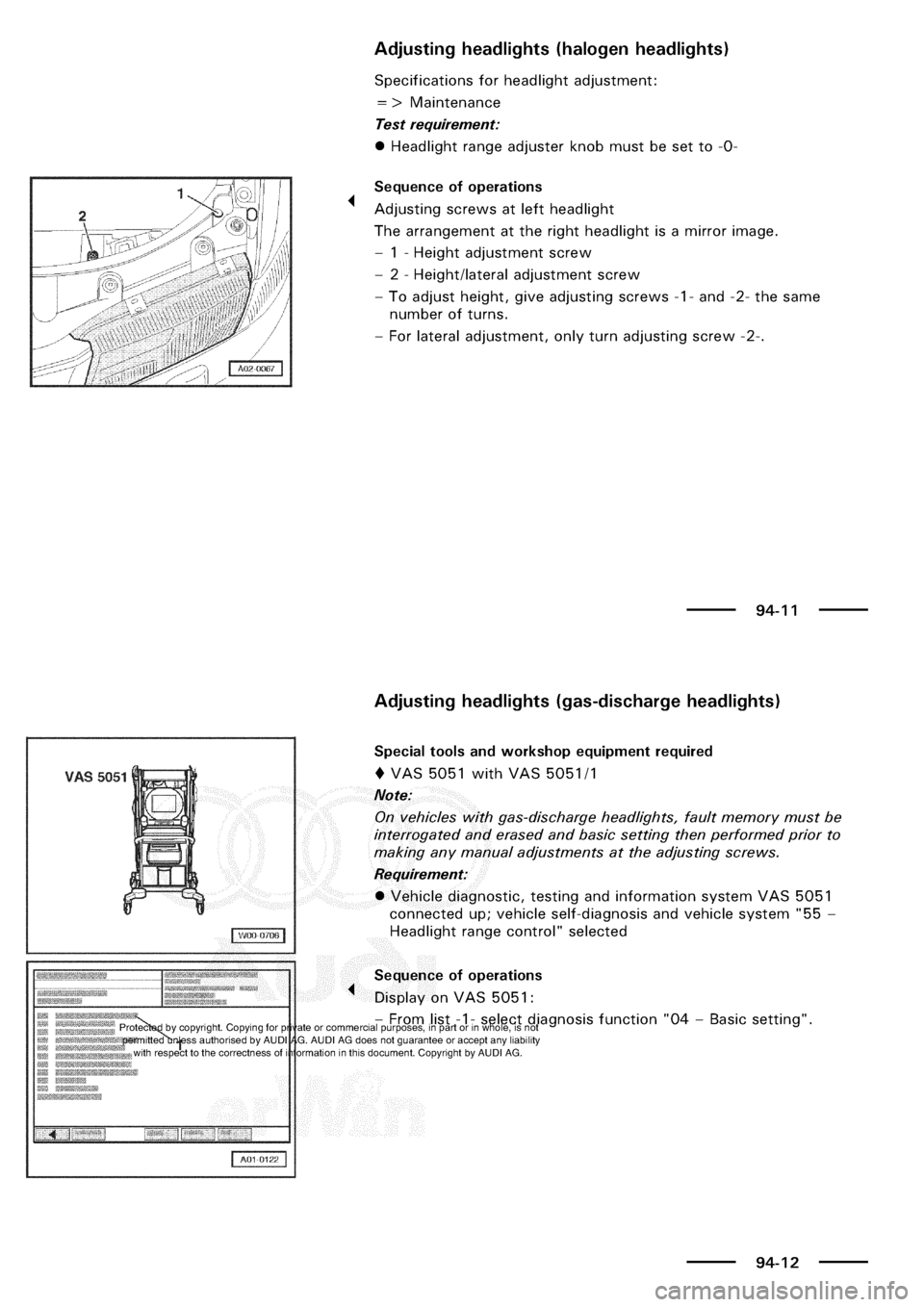 AUDI A3 2000 8L / 1.G Electrical System Owners Manual 