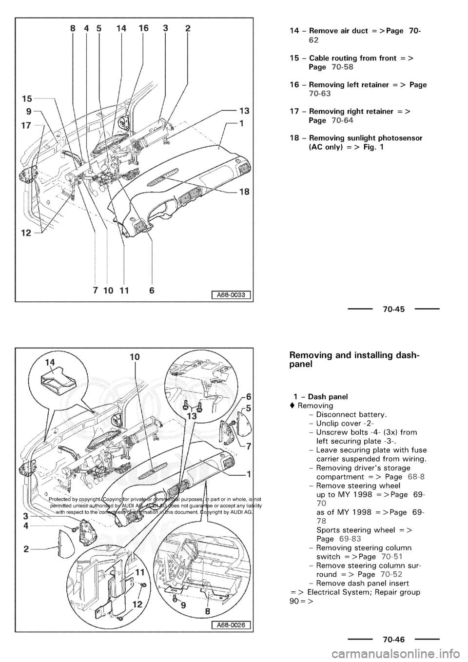 AUDI A3 2003 8L / 1.G General Body Assembly Interior Workshop Manual 