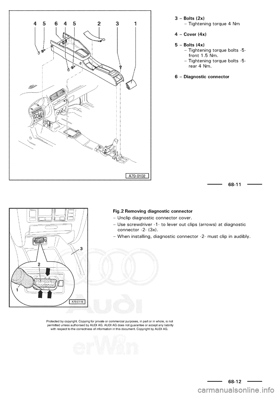 AUDI A3 1998 8L / 1.G General Body Assembly Interior User Guide 