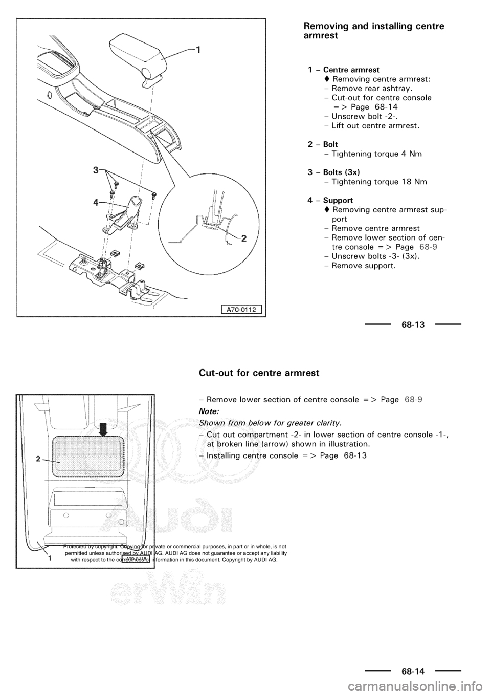 AUDI A3 2003 8L / 1.G General Body Assembly Interior User Guide 