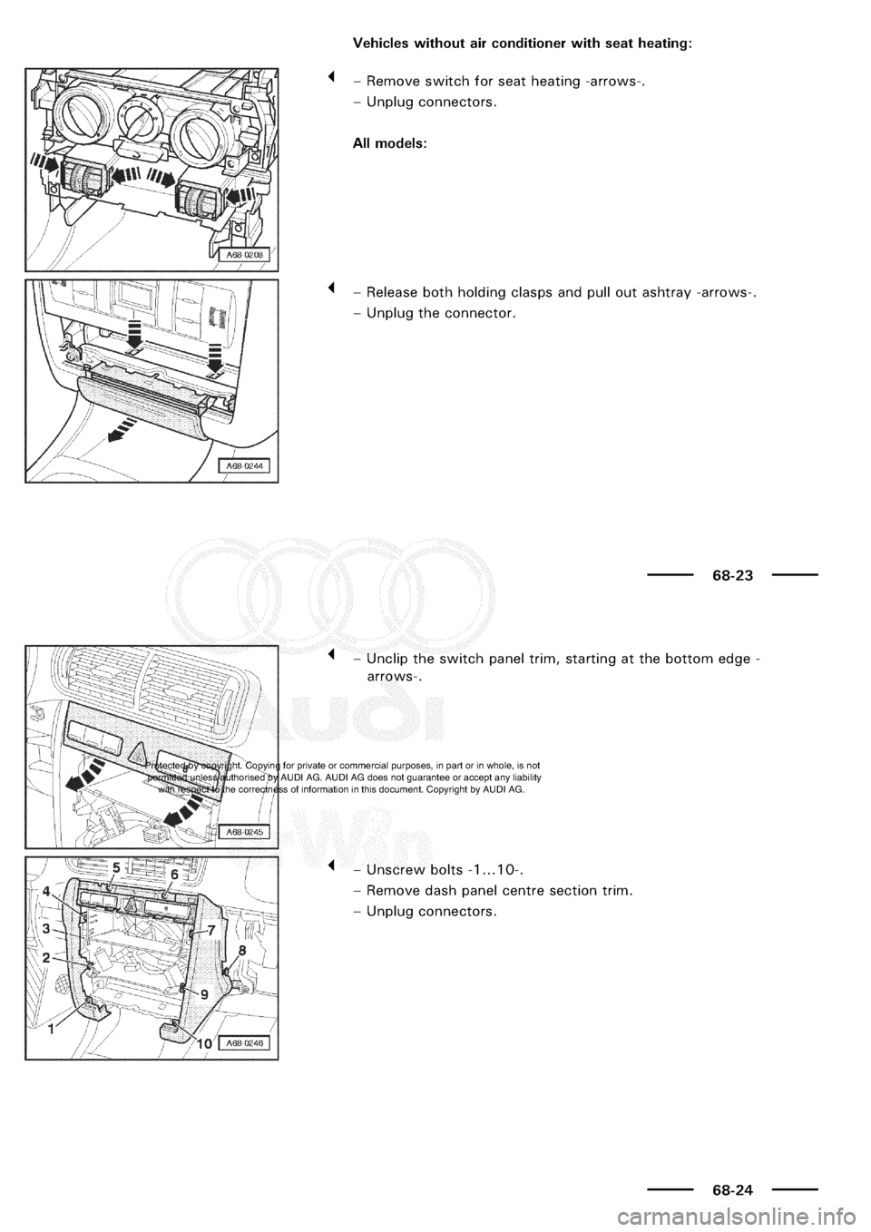 AUDI A3 2000 8L / 1.G General Body Assembly Interior User Guide 