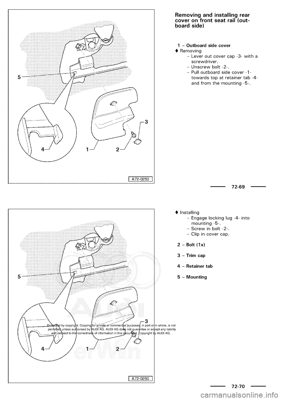 AUDI A3 2003 8L / 1.G General Body Assembly Interior Workshop Manual 