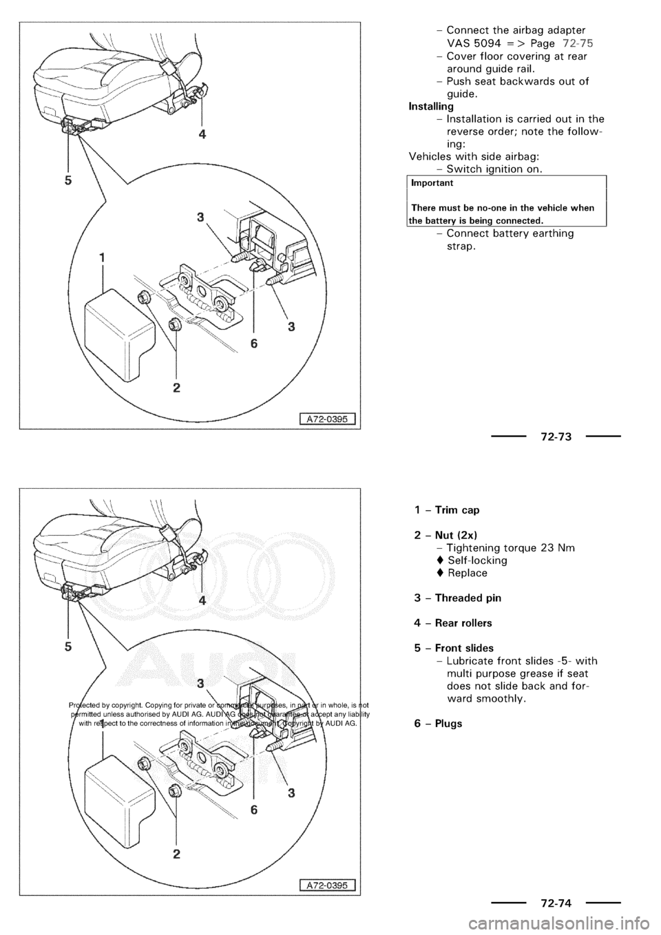 AUDI A3 1997 8L / 1.G General Body Assembly Interior Workshop Manual 