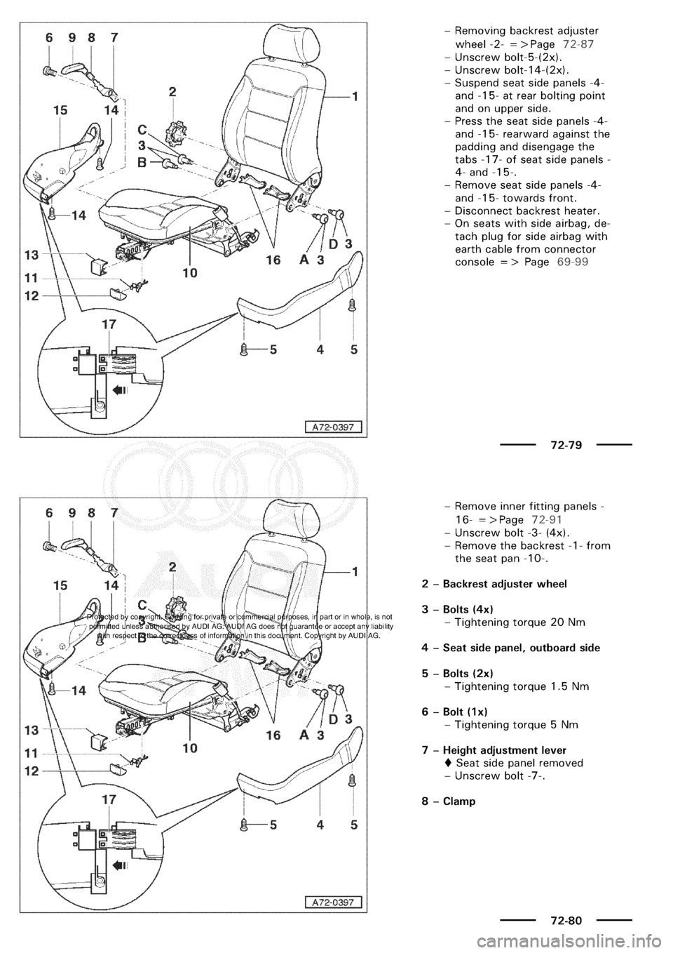 AUDI A3 1997 8L / 1.G General Body Assembly Interior Workshop Manual 