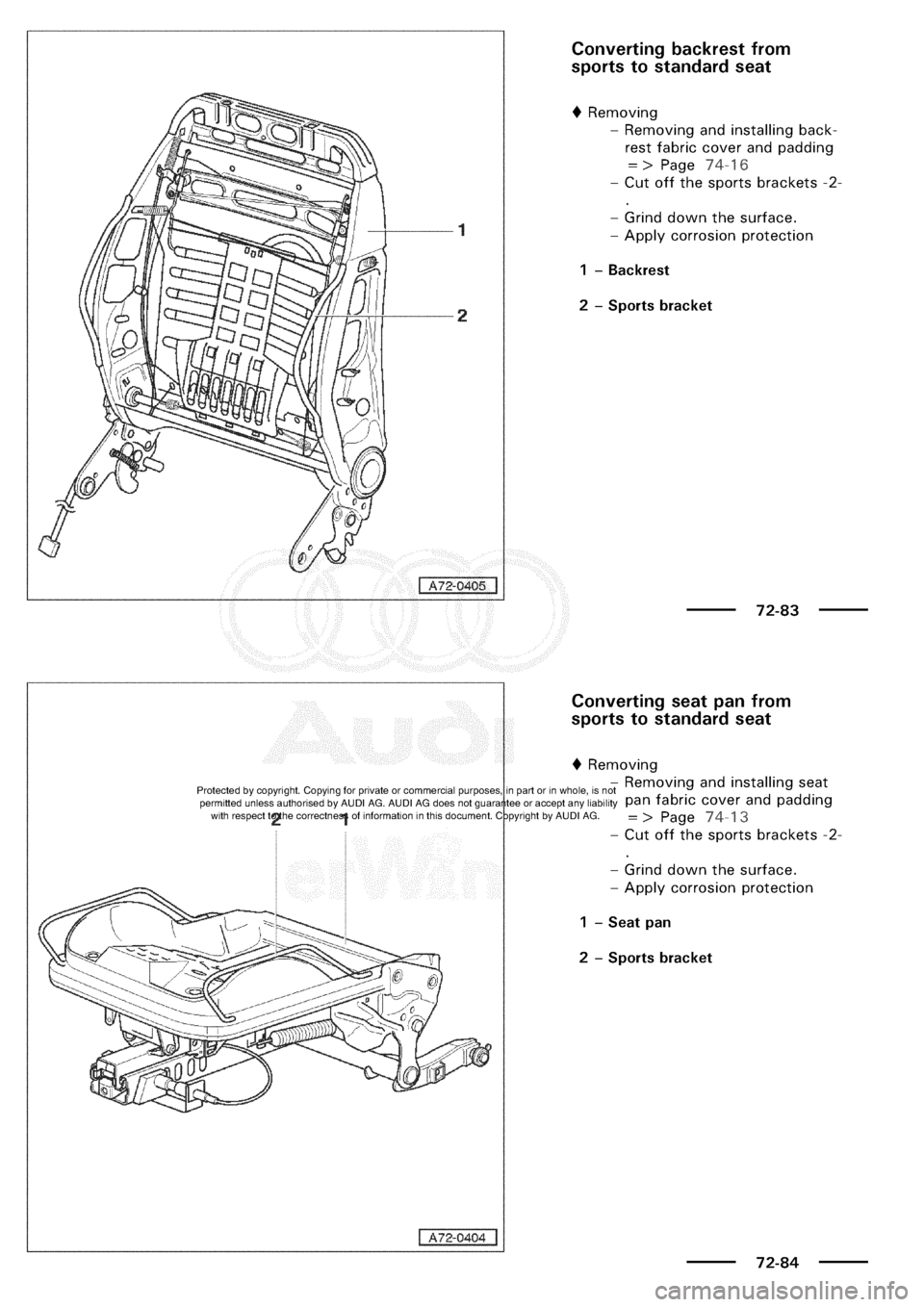 AUDI A3 2003 8L / 1.G General Body Assembly Interior Workshop Manual 