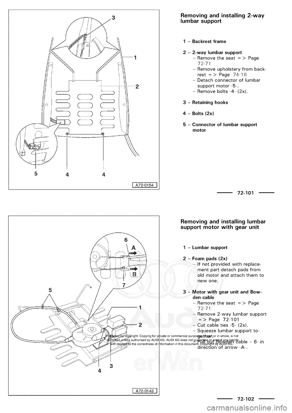 AUDI A3 2001 8L / 1.G General Body Assembly Interior Workshop Manual 