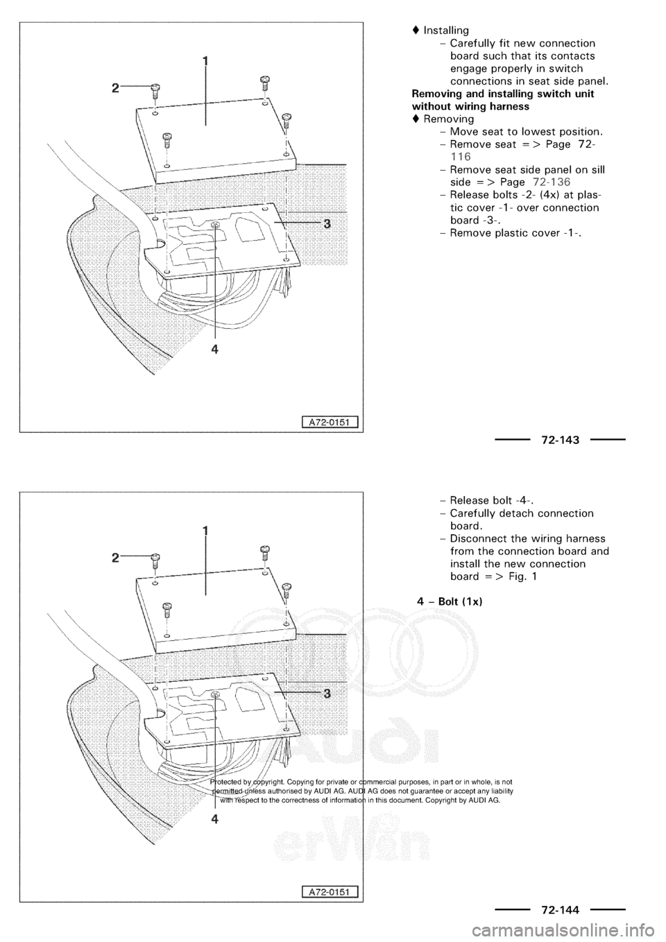 AUDI A3 1997 8L / 1.G General Body Assembly Interior Workshop Manual 